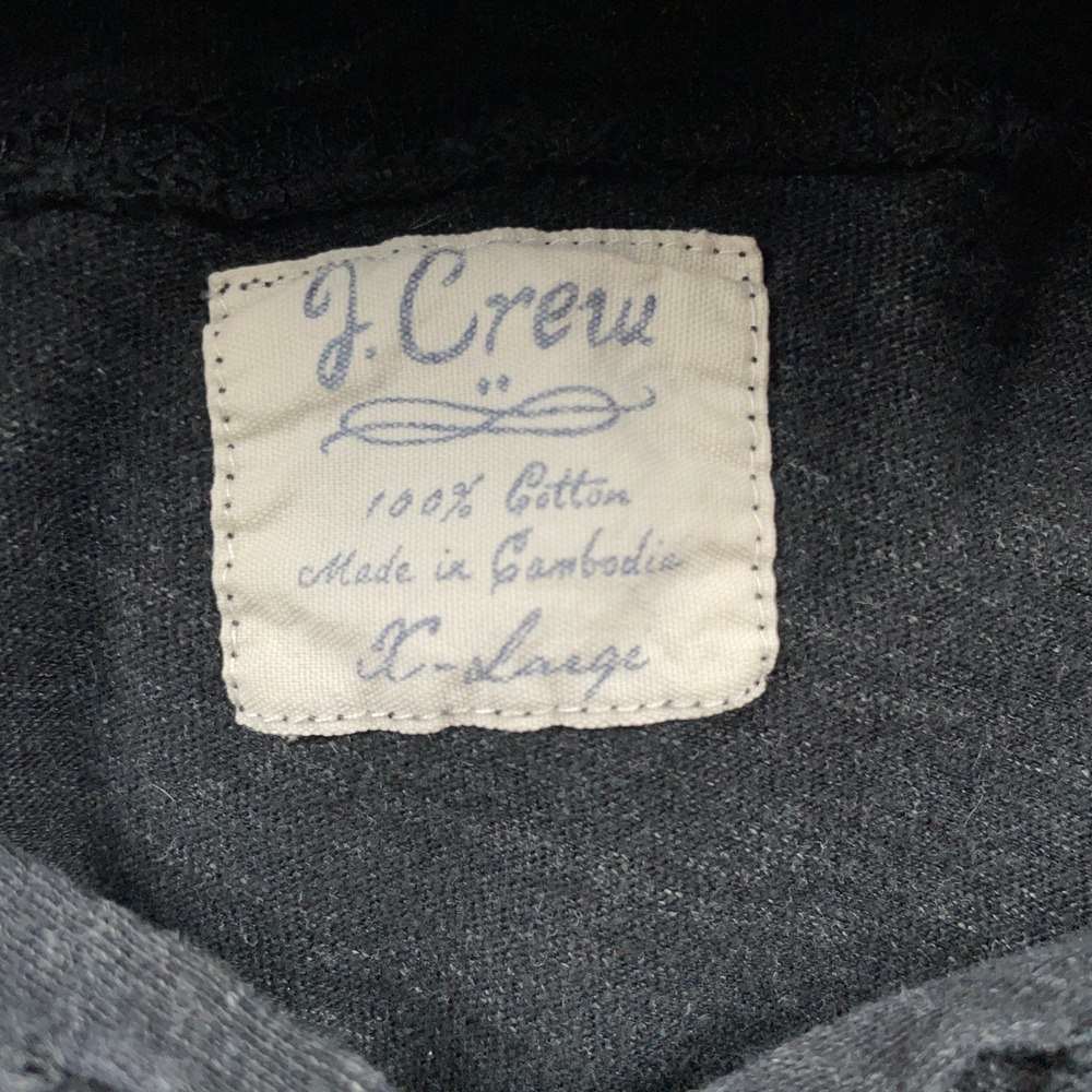 J Crew Hoodie Mens XL Black Cotton Raglan Pullover Lightweight Shirt Casual - Picture 7 of 9